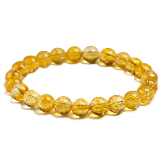 Natural Yellow Citrine Quartz Beaded Bracelet – Gemstone Jewelry for Men and Women