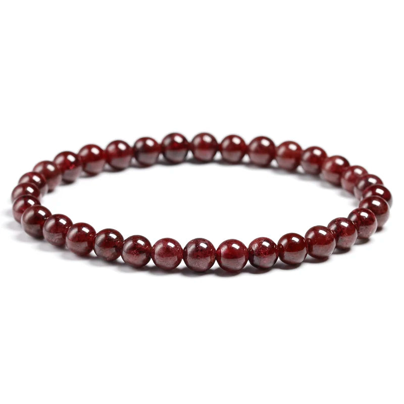 Wine Red Natural Garnet Bracelets Women Fine Jewelry Semi-precious Stone Bead Stretch Bracelet Girls