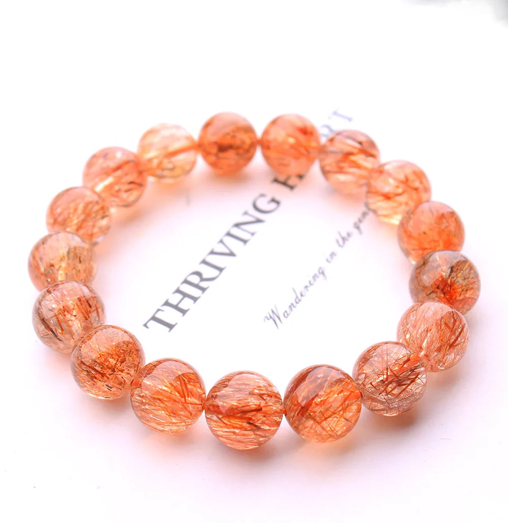 Natural Super Seven Rutilated Quartz Beaded Bracelet – Gemstone Jewelry for Men and Women