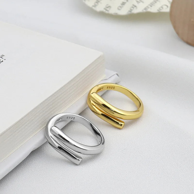 Silver Color Finger Ring for Women Men Geometric Adjustable Hip Hop Jewelry