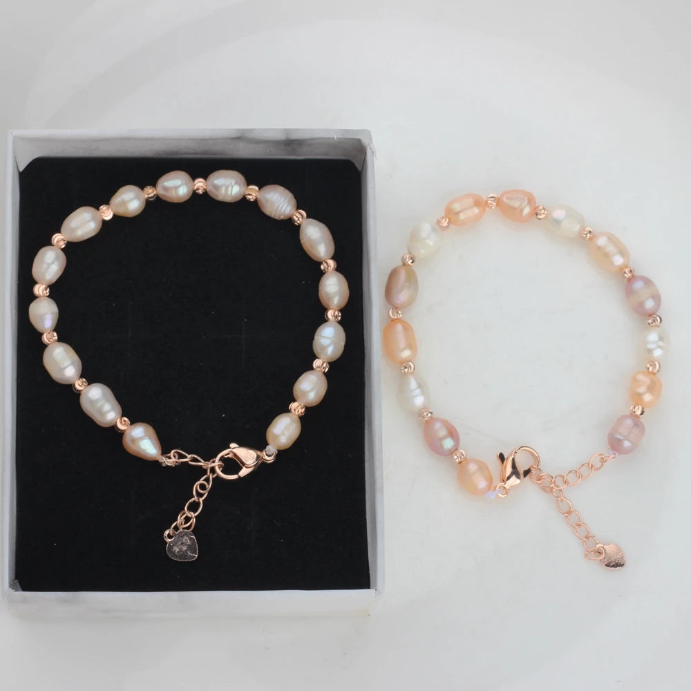 Natural freshwater pearl bracelet Real Pearl Bracelet Female Adjustable Rice Beads Bracelet