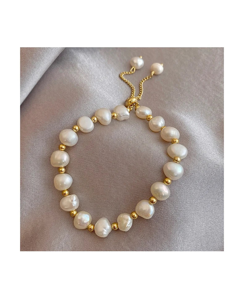 New fashion jewelry design Baroque freshwater pearl bracelet temperament niche cold wind girlfriends bracelets for women