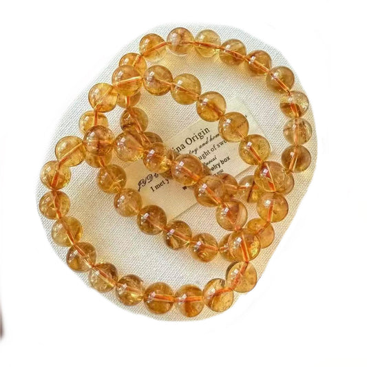 Natural Citrine Quartz Beaded Bracelet – Yellow Gemstone Jewelry for Men and Women