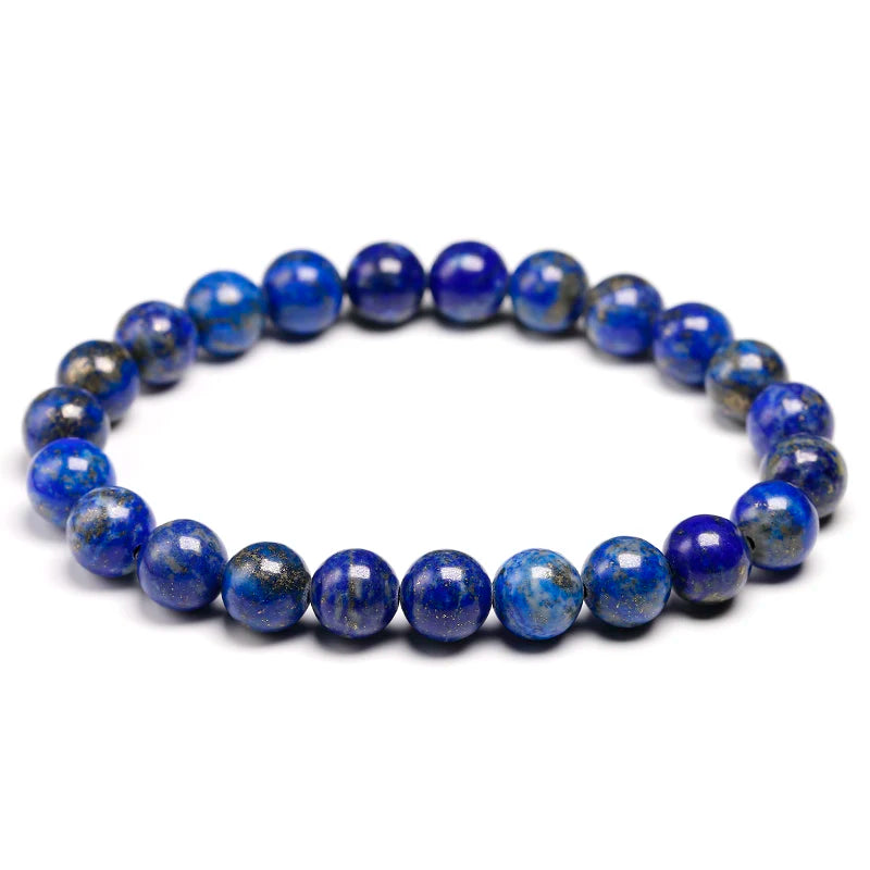 Natural Lapis Lazuli Beaded Bracelet - Round Blue Stone Beads for Style & Healing