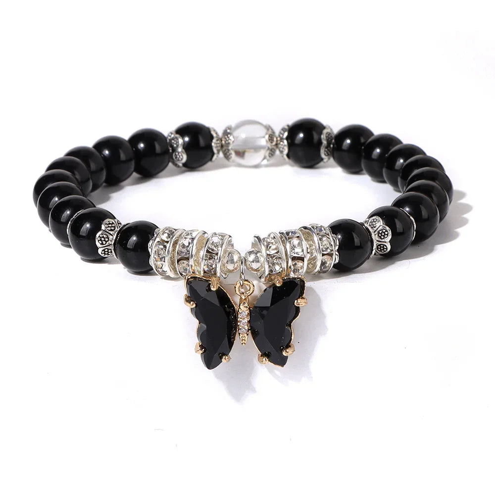 This elegant black crystal bracelet offers a sleek and refined look, perfect for adding a touch of sophistication to any outfit.