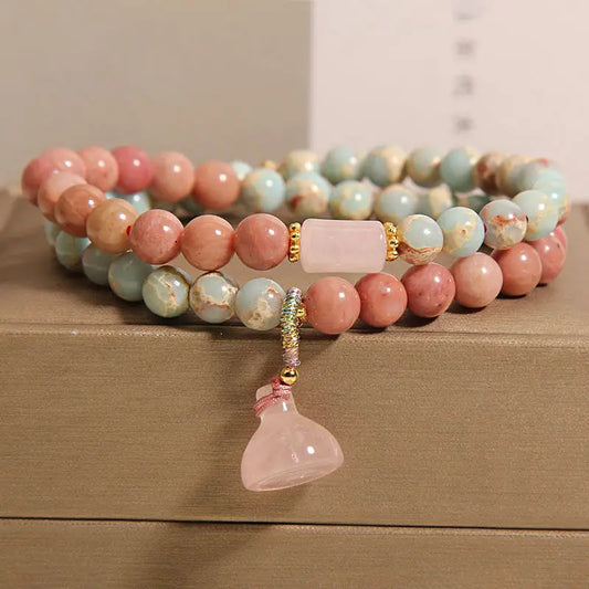 Known as the stone of love, this rose quartz bracelet is crafted to inspire compassion and emotional healing, ideal for those seeking a calming, stylish accessory.

