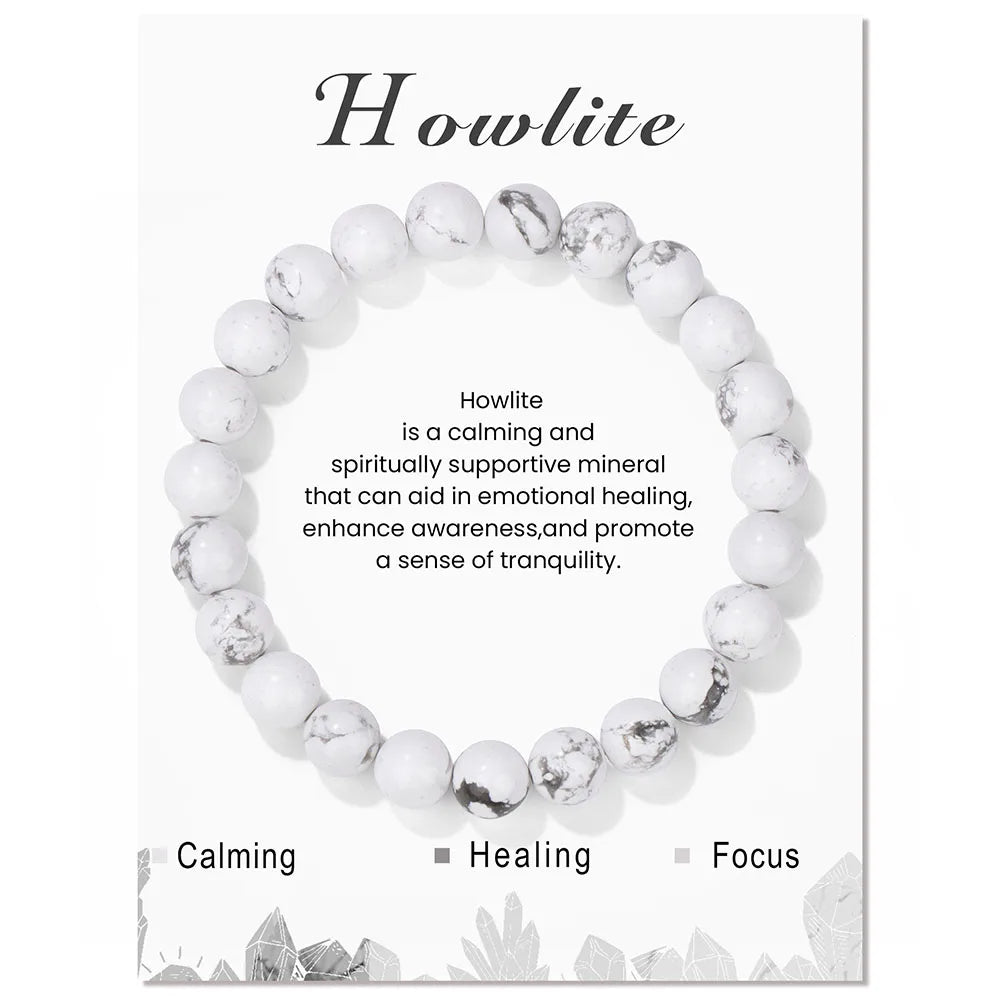 Featuring natural white howlite stones, this bracelet is ideal for stress relief and mindfulness, making it both a meaningful and fashionable piece