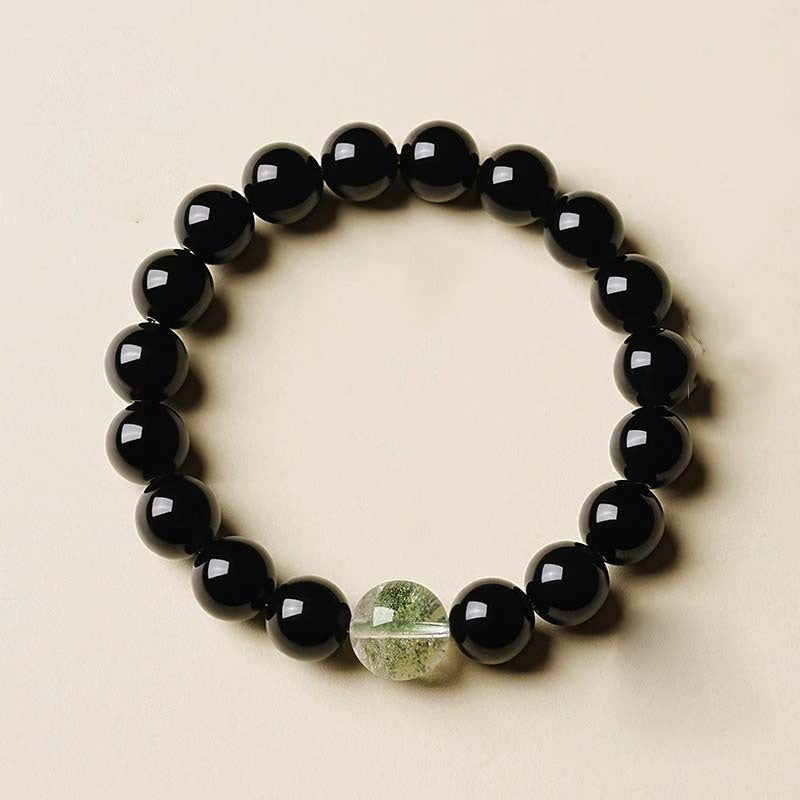Natural Black Obsidian Beaded Bracelet – Matching Couple Jewelry for Men and Women