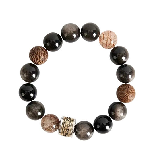 Natural Black Obsidian Beaded Bracelet – Handmade Men’s Gemstone Jewelry