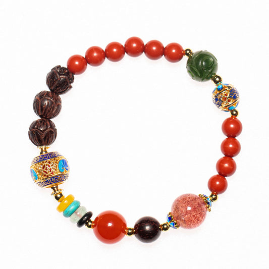 Multicolor Natural Crystal Beaded Bracelet – Handmade Ethnic Style Energy Healing Jewelry