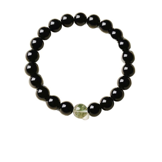 Natural Black Obsidian Beaded Bracelet – Matching Couple Jewelry for Men and Women