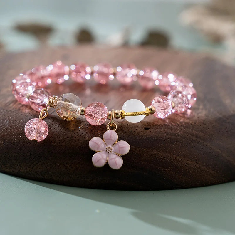 Handcrafted with love, this pink beaded crystal bracelet showcases vibrant stones for a unique, artisan piece that stands out.