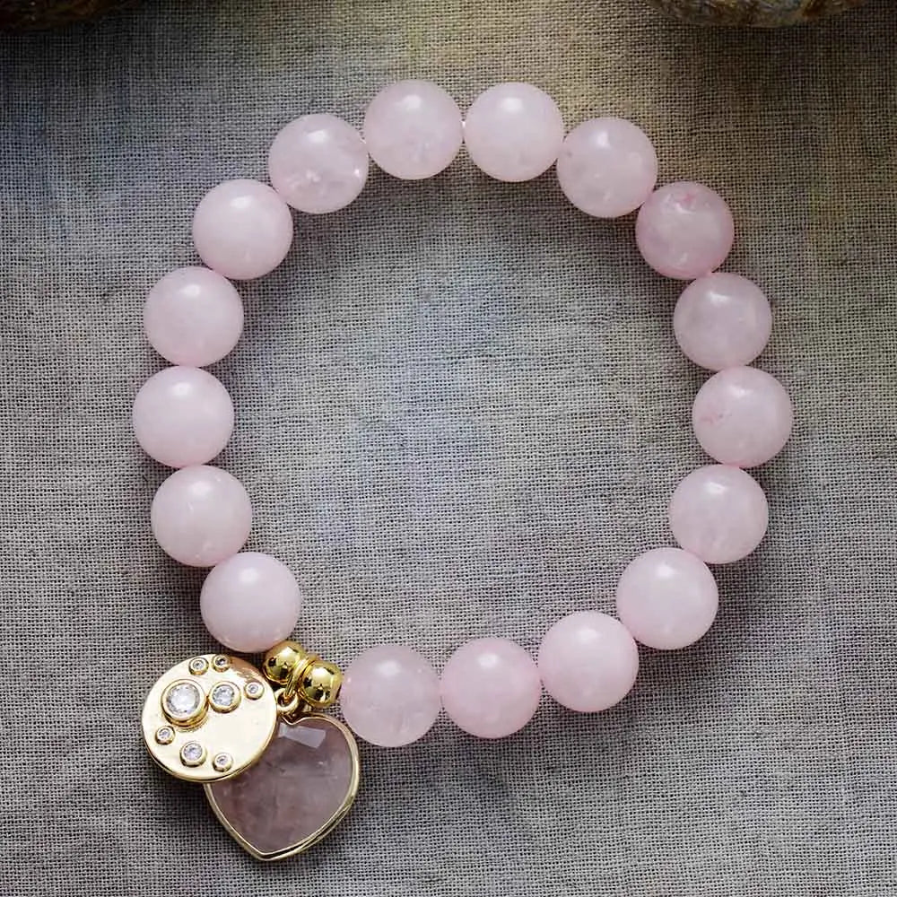 Feel the positive energy with this stunning rose quartz energy bracelet, featuring soft pink stones known to attract love and harmony.