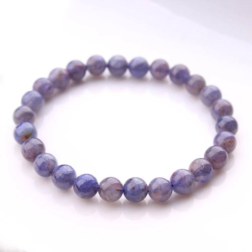 Natural Blood Blue Iolite Quartz Star Light Round Beads Bracelet 6.5mm 7mm Red Iolite Cat Eye Women Men AAAAAA