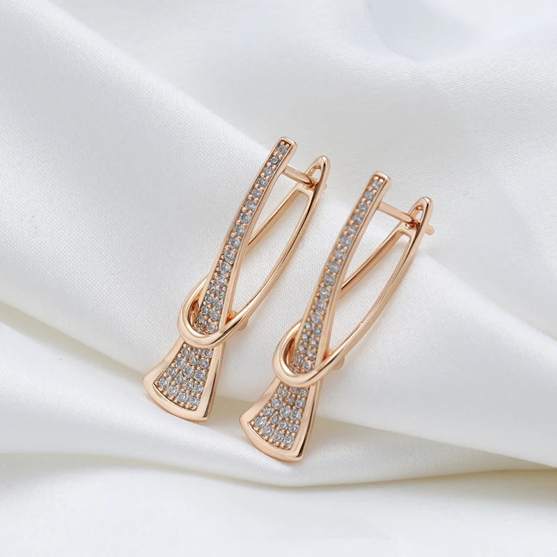 Innovative Design Natural Zircon Drop Earrings for Women Rose Gold Color Romantic Gift Fashion Daily Fine Jewelry