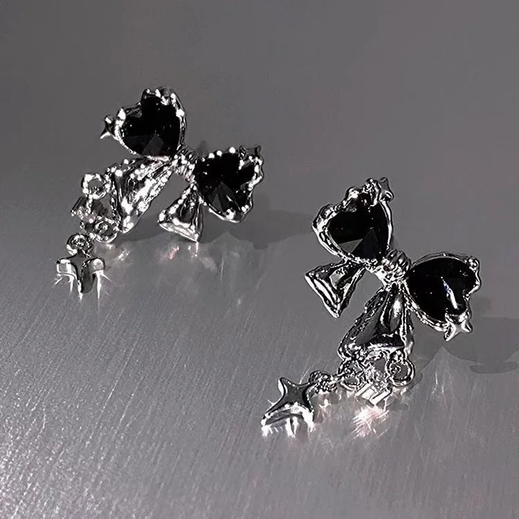 Bowknot Zircon Stud Earrings for Women Fashion Korean Silver Color Pink Crystal Personality Earring Girl Party Jewelry Gifts