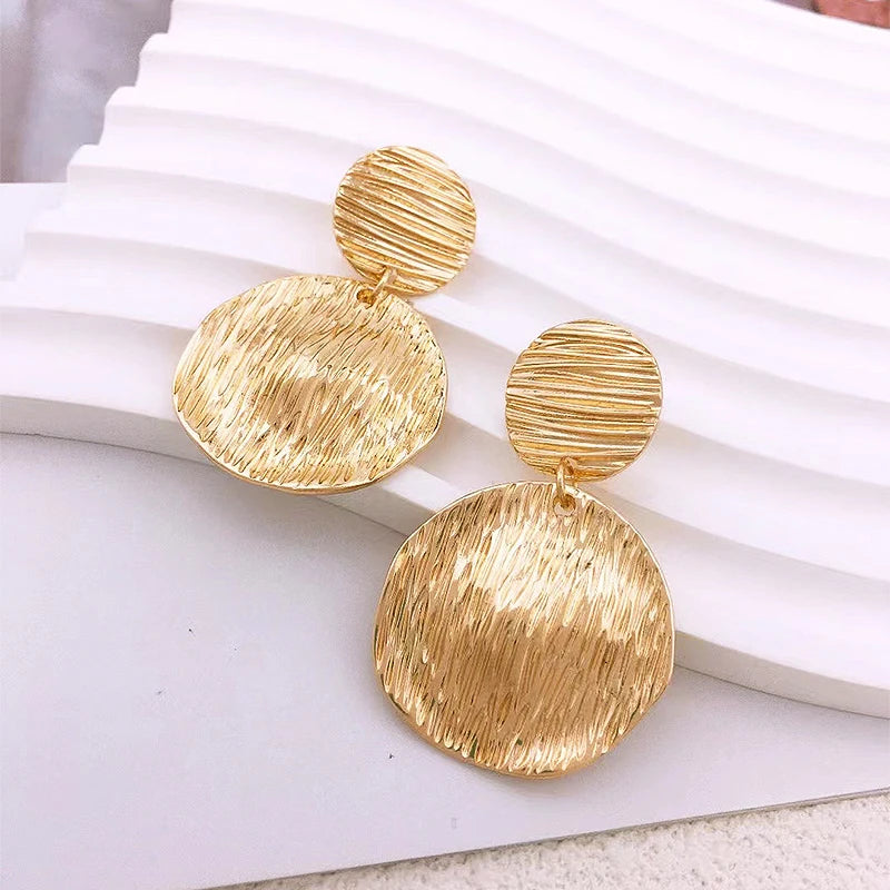 Retro Simple High-end High Grade Metallic Color Female Earring  Trendy Earrings  Party Gift Jewelry