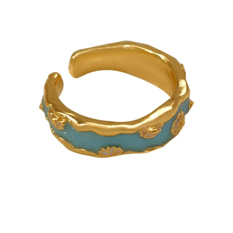 Modern Jewelry Sweet Temperament Blue Flower Rings For Women Party Gifts Simply Design Trend New