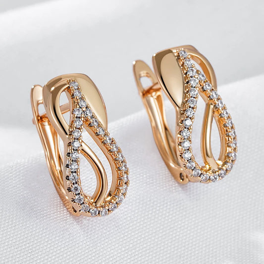 Simple Natural Zircon Drop Earrings For Women Rose Gold Color High Quality Daily Matching Fine Jewelry