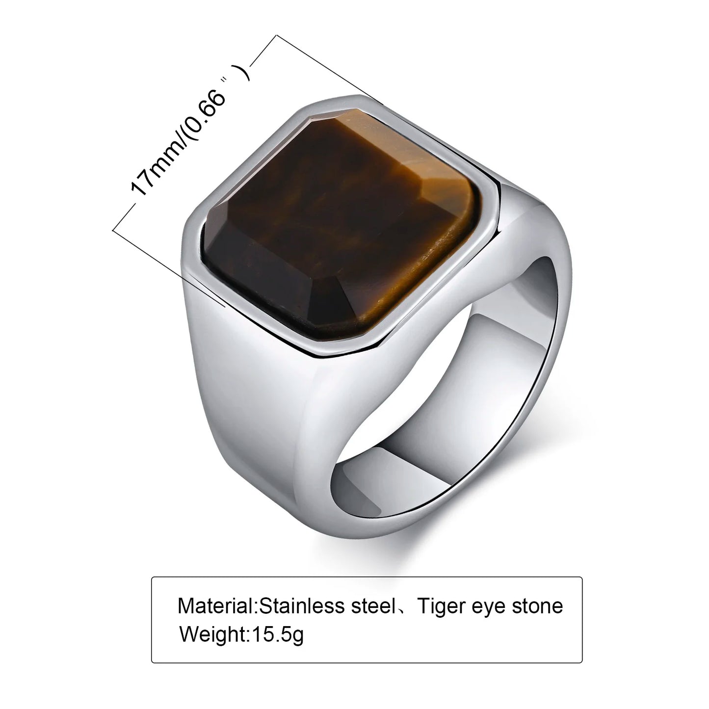 Men Tiger's Eye Signet Rings,Waterproof Stainless Steel Wedding Bands Gift