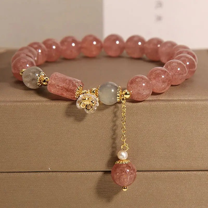 Strawberry Crystal Pink Crystal Bracelet Female Korean Simple Personality