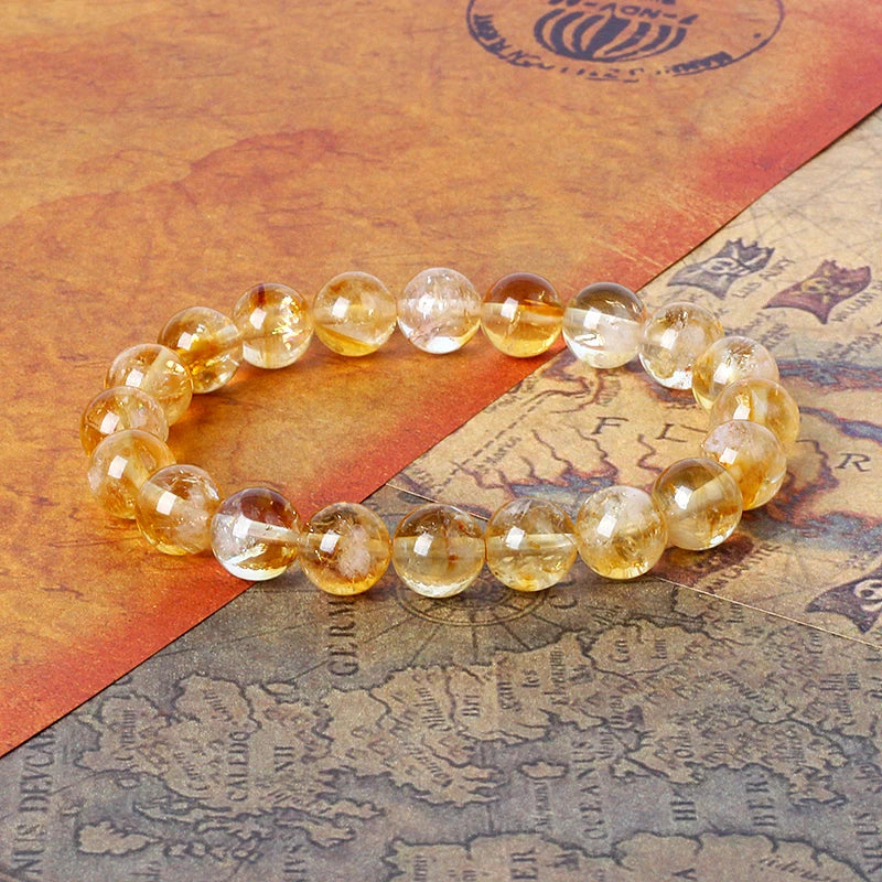 Citrine Stone of Wealth Bracelet Men Yellow Creastly Positive Energy Beads Bracelets for Women Energy Healing Jewelry Pulsera