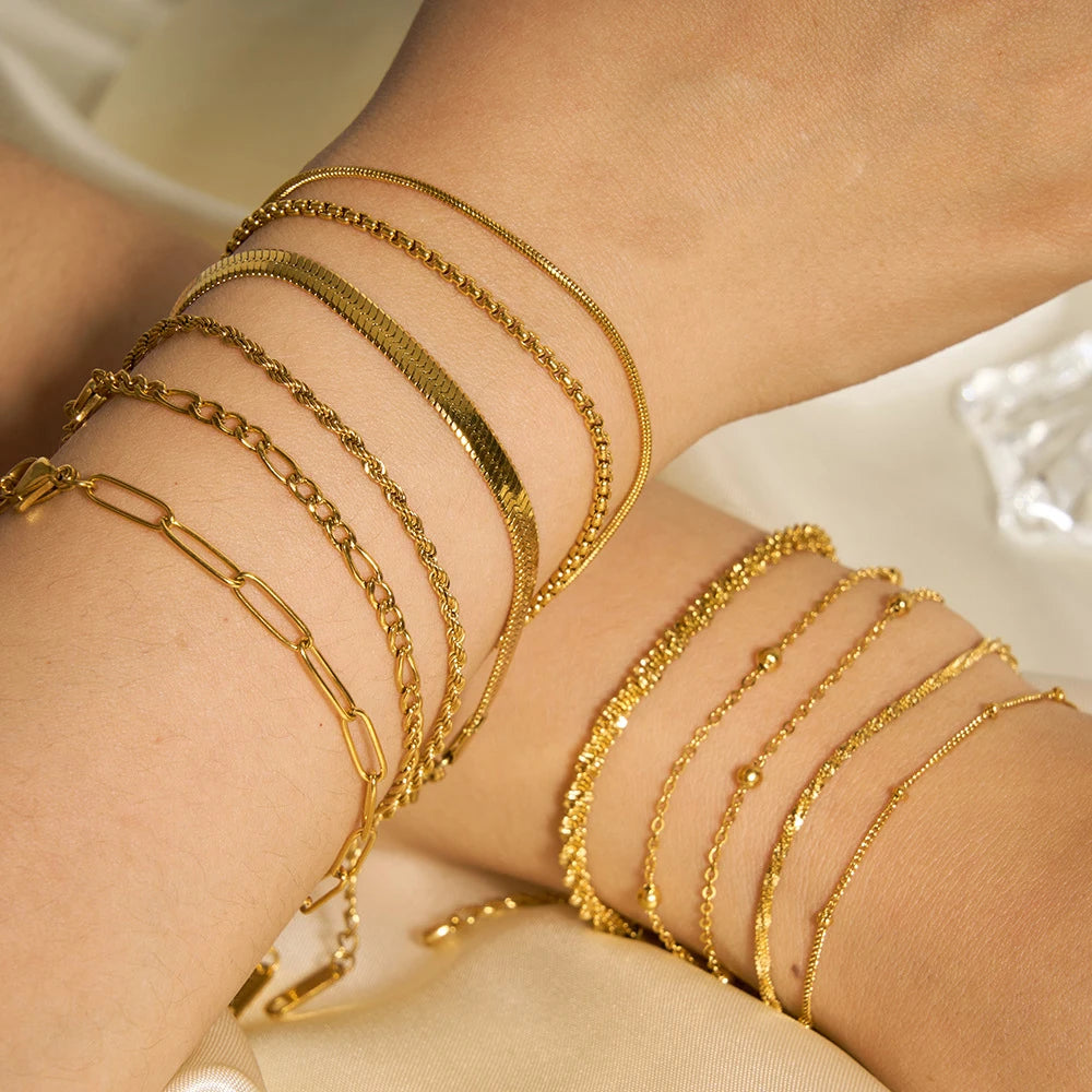 Gold Color Bracelet Stainless Steel Twist  Bracelet for Women Chain Bracelet Jewelry