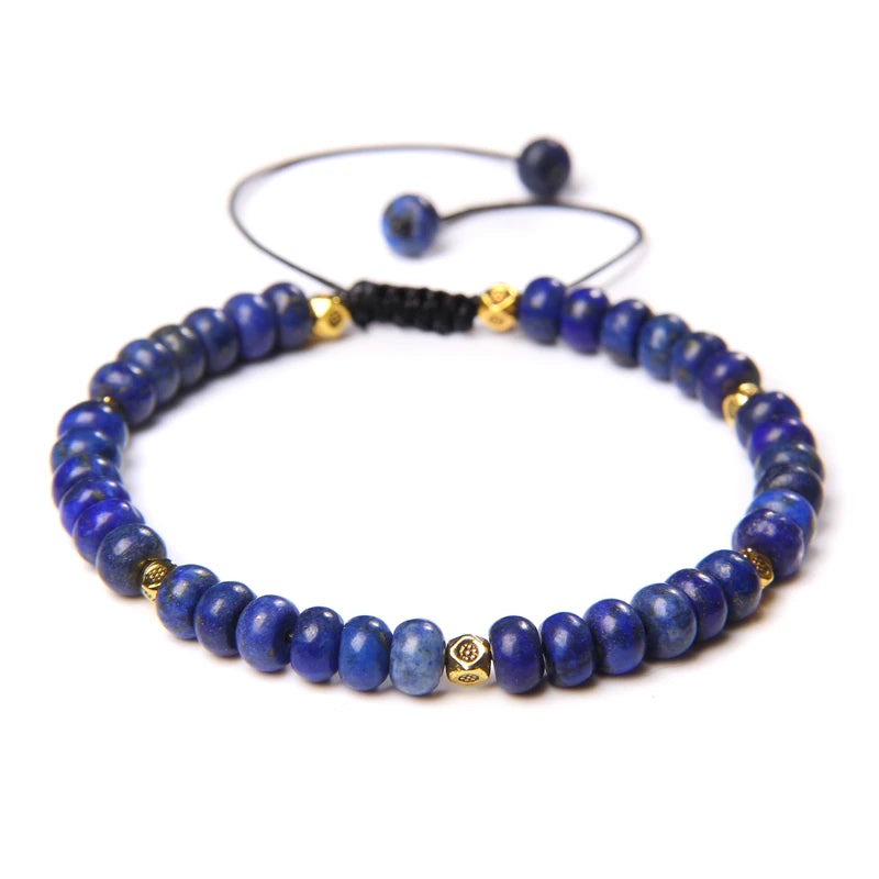 Lapis Lazuli Beaded Bracelet Blue Natural Stone Charm Bracelet  symbolizes peace and good health, promoting success in your career For Women Men