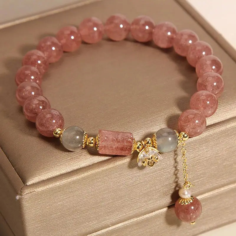 Strawberry Crystal Pink Crystal Bracelet Female Korean Simple Personality