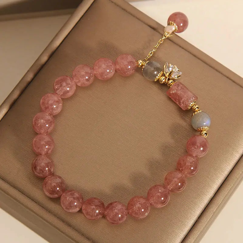 Strawberry Crystal Pink Crystal Bracelet Female Korean Simple Personality