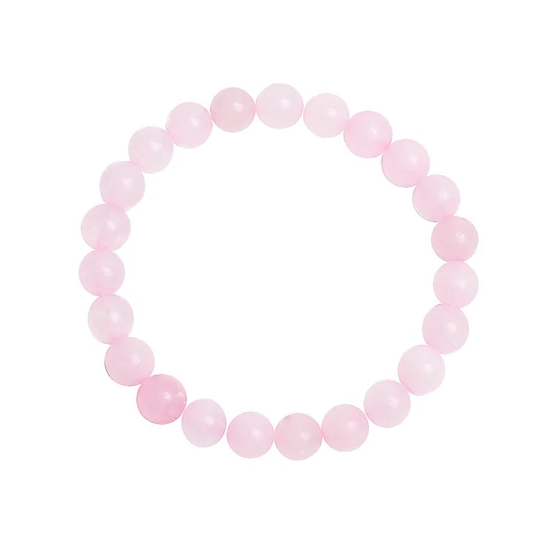 Rose Quartzs Bracelet Pink Crystal Natural Stone Beads Bracelets Madagascar Round Bead Stretch Healing Lovers Women Jewelry Gift