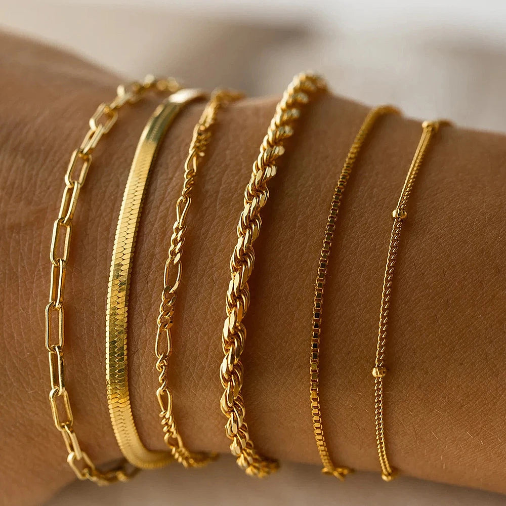 Gold Color Bracelet Stainless Steel Twist  Bracelet for Women Chain Bracelet Jewelry