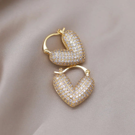 New design fashion jewelry gold plated luxury full zircon  earrings elegant women's