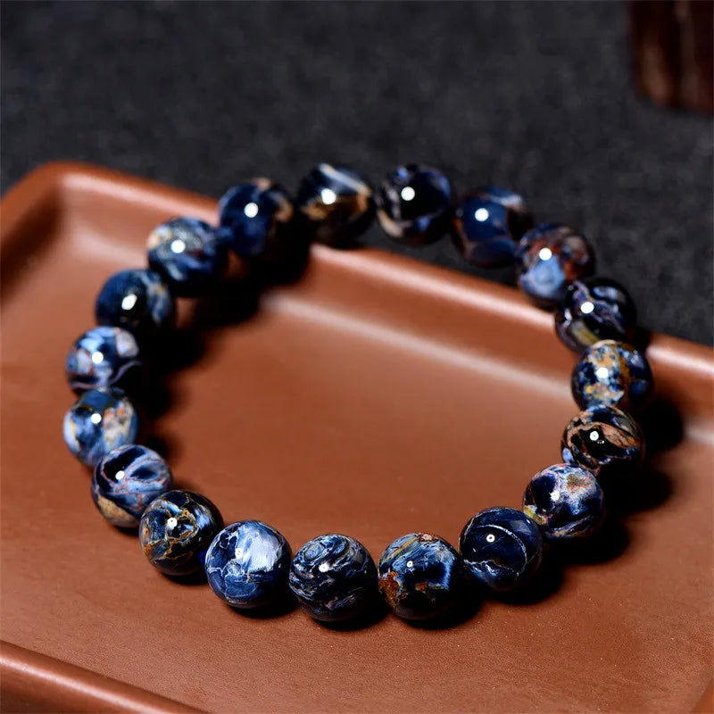 Natural Blue Yellow Pietersite Round Beads Bracelet Jewelry Healing Beads 8mm 10mm 12mm Namibia Women Men AAAAAA