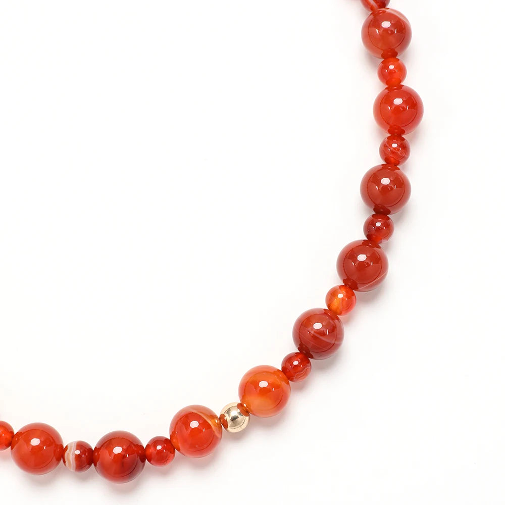 Red Agate Beaded Necklace Natural Stone Necklace Bead Clavicle Chain Vintage Charm Beaded Energy Fashion Carved Gifts