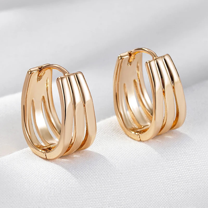 Rose Gold Color Fashion Metal Drop Earrings For Women High Quality Daily Party Fine Jewelry Accessories