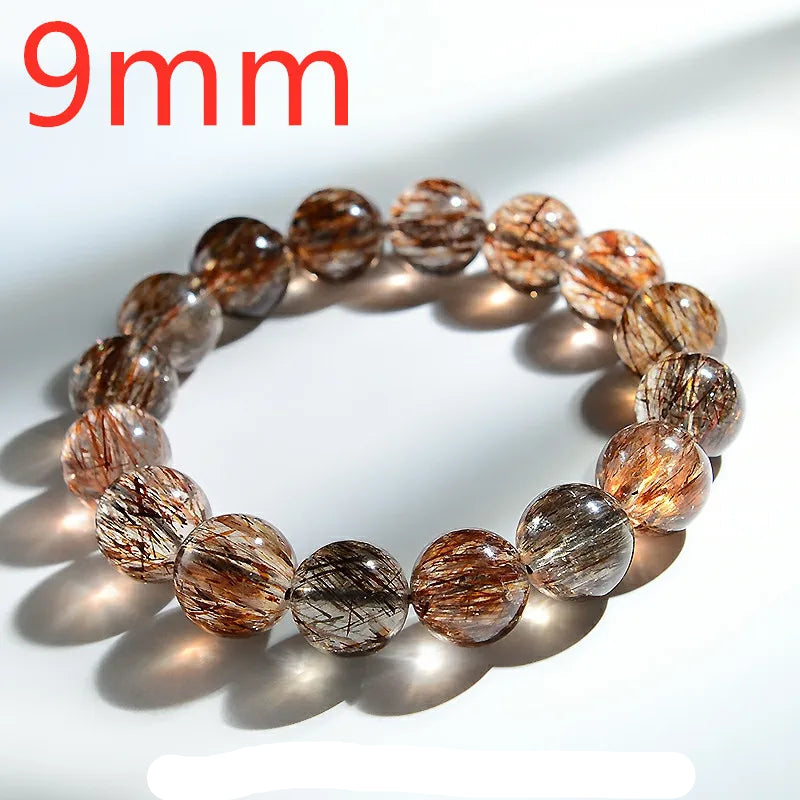 Natural Super Seven Rutilated Quartz Beaded Bracelet – Gemstone Jewelry for Men and Women