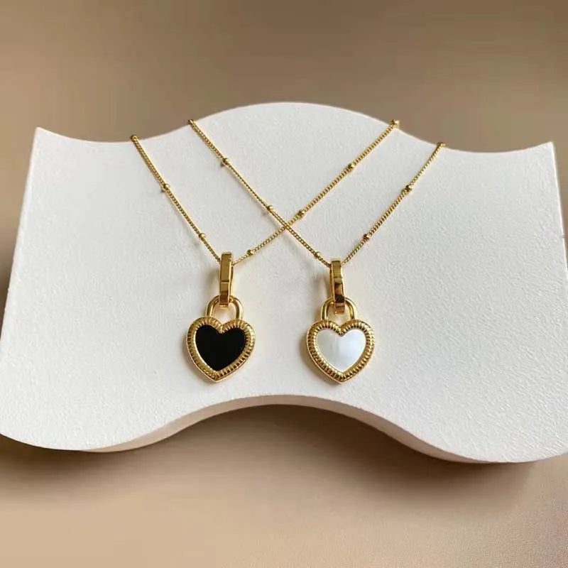 Vintage Double Sided Heart Pendant Necklace