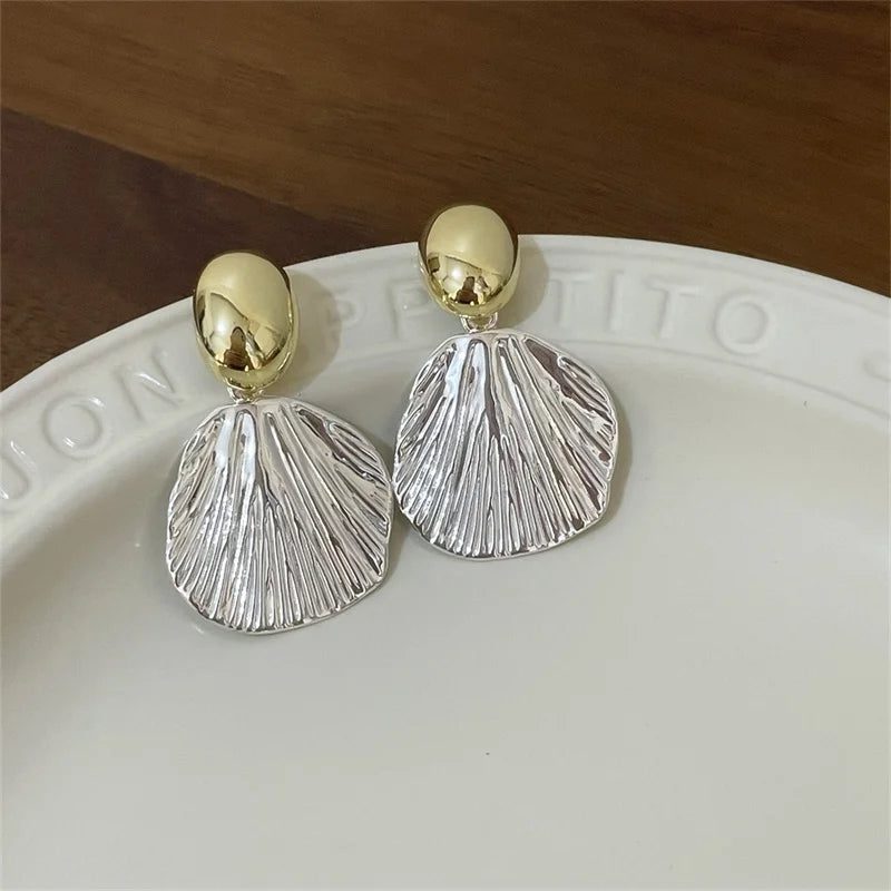 Geometric Metal Shell Pendant Earrings For Women Fashion Personality Drop Earrings Party Jewelry