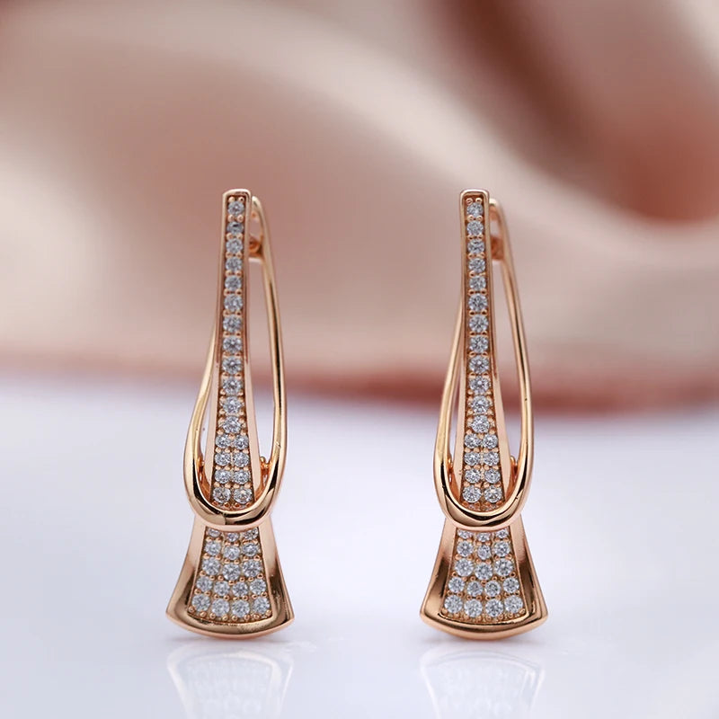 Innovative Design Natural Zircon Drop Earrings for Women Rose Gold Color Romantic Gift Fashion Daily Fine Jewelry