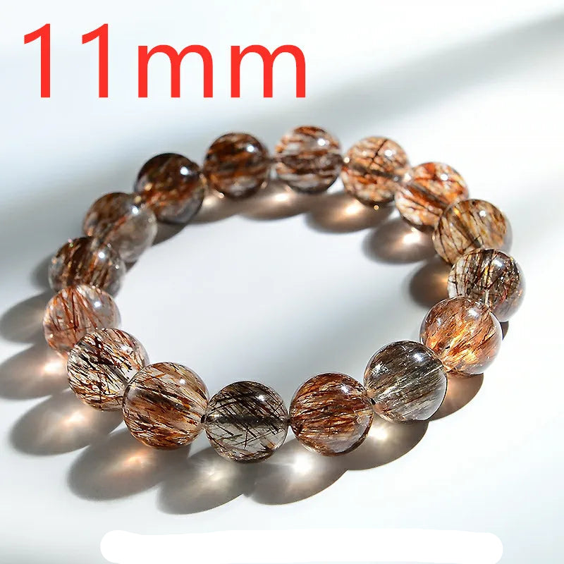 Natural Super Seven Rutilated Quartz Beaded Bracelet – Gemstone Jewelry for Men and Women
