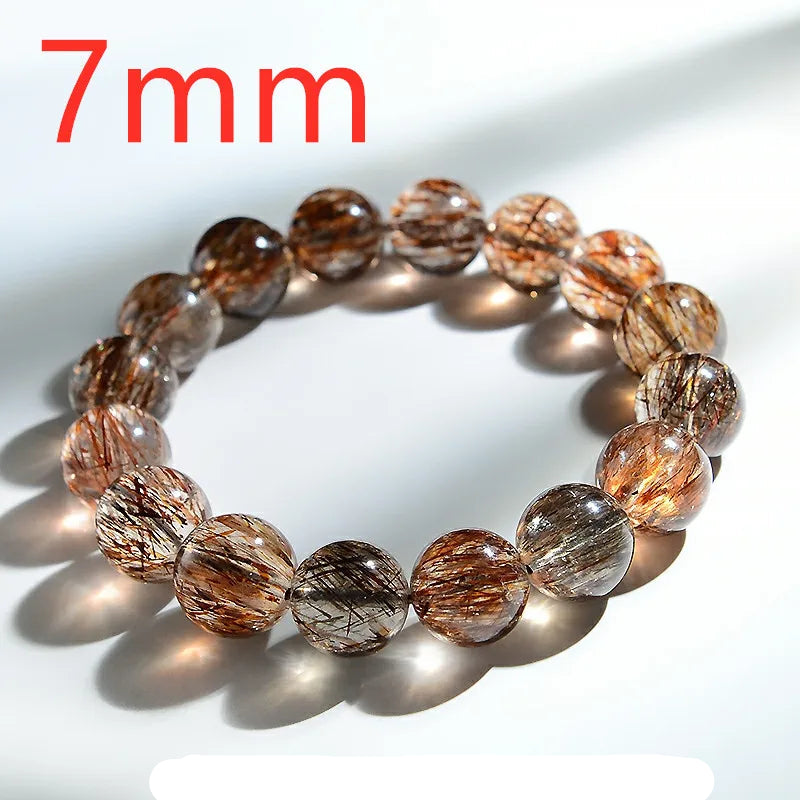 Natural Super Seven Rutilated Quartz Beaded Bracelet – Gemstone Jewelry for Men and Women