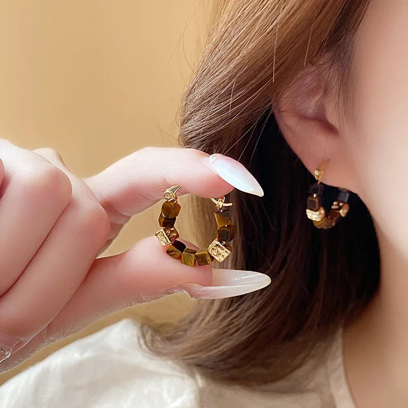 New Arrival Korean Retro Elegant Elegant Square Hoop Earrings For Women Fashion Sweet Geometry Jewelry Accessories