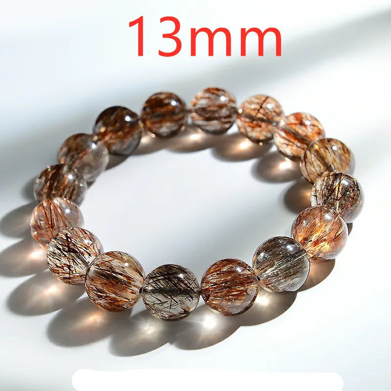 Natural Super Seven Rutilated Quartz Beaded Bracelet – Gemstone Jewelry for Men and Women