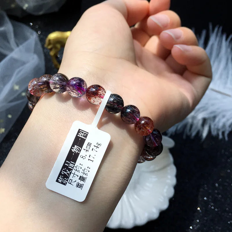 Natural Crystal Cloud Master Version Super Seven Purple Rutilated Quartz Bracelet