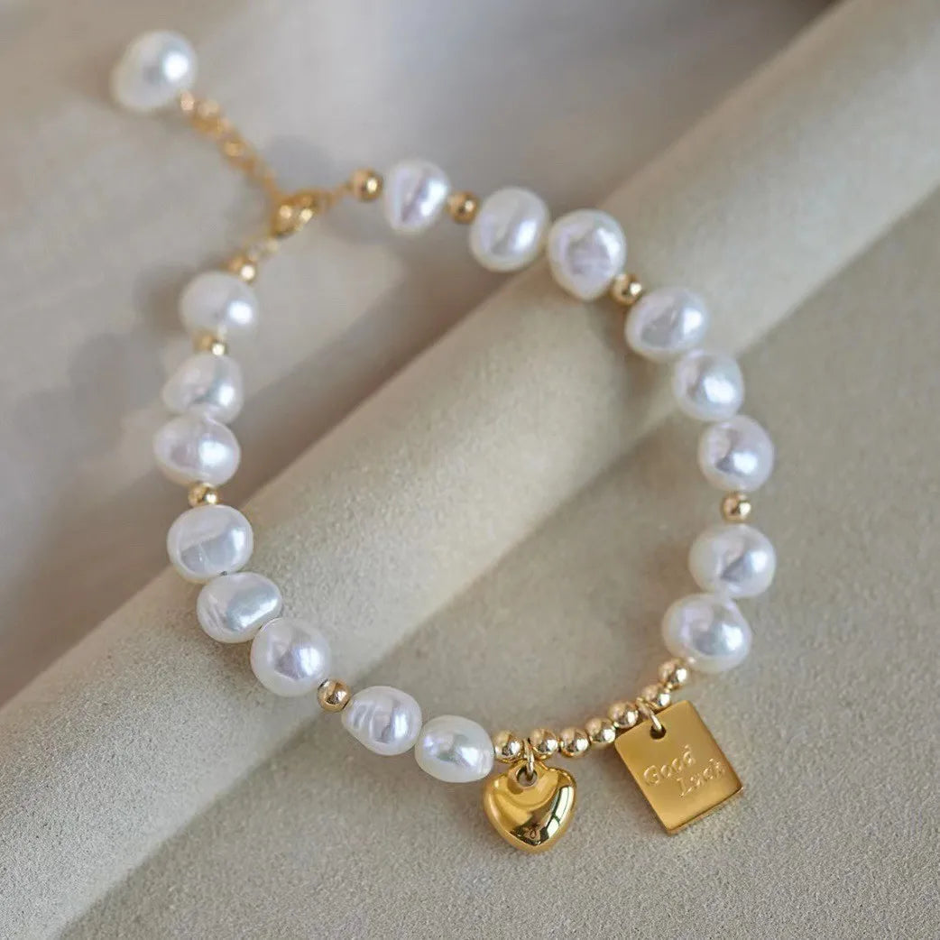 Natural Baroque Freshwater Pearl 14K Gold Filled Bracelet Jewelry For Women