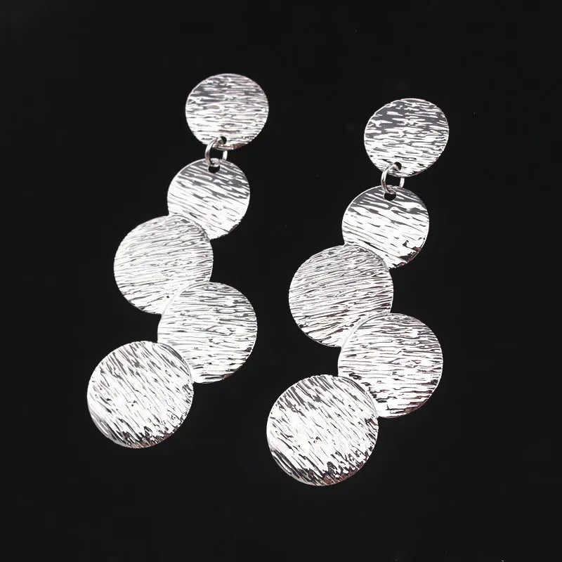 Irregular Uneven Drop Earrings for Female Disc Multi-layer Ladies  Round Long Earrings Boho Ear Jewelry