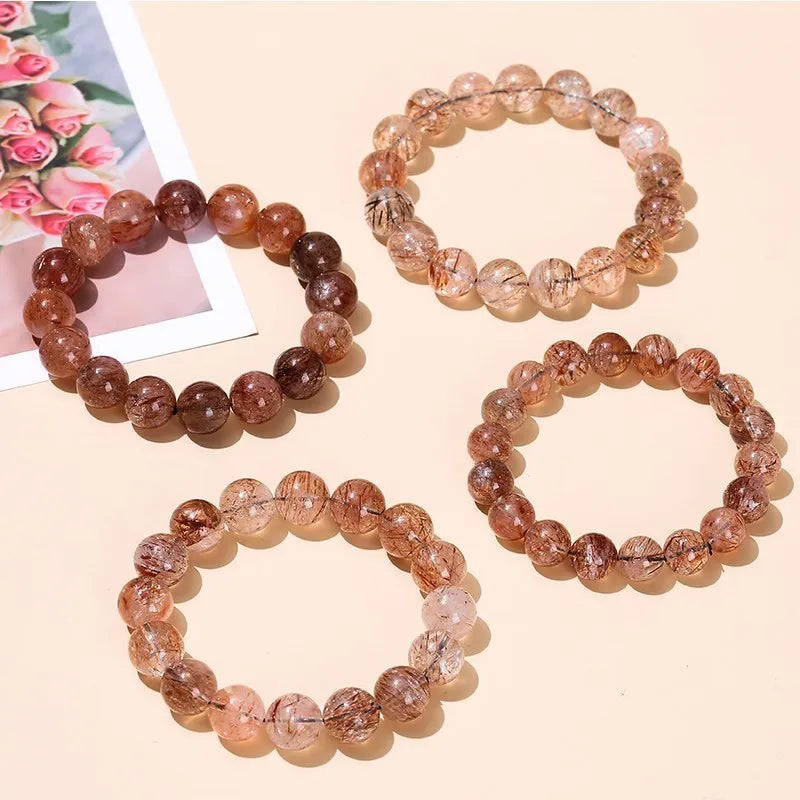 Natural Black Super Seven Quartz Bracelet Women Men Fashion Handmade Round Bead Stretch Rutiled Bangles Energy Jewelry