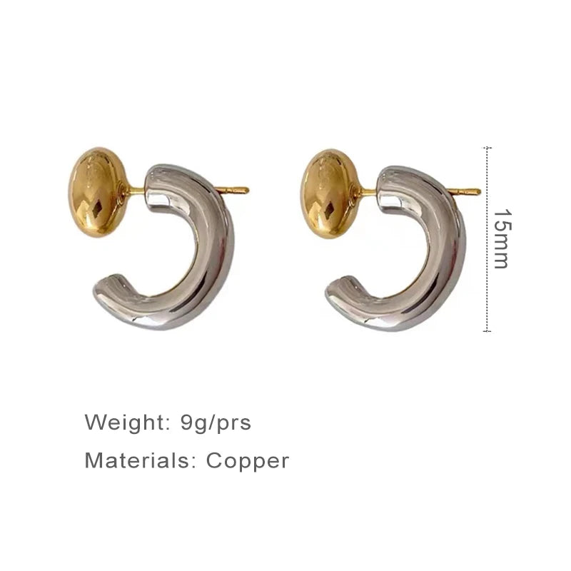 Two-tone Earrings For Women C Irregular Fancy New Styles Cute Trendy Studs Designer Fashion Jewelry Girls's Gifts Party