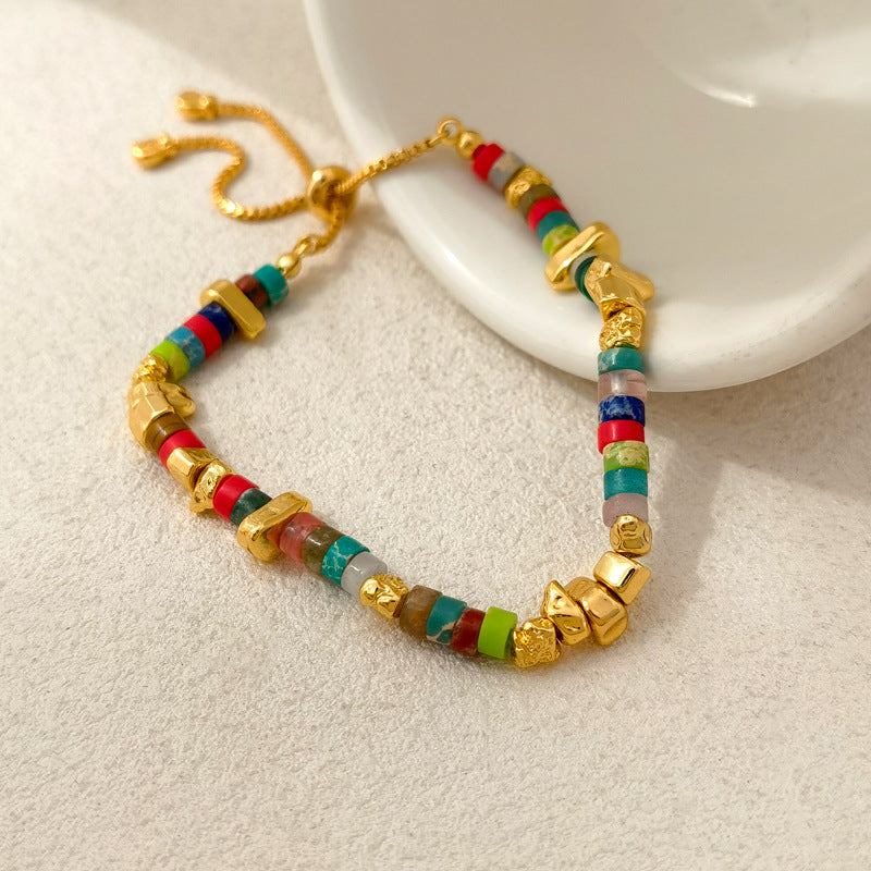 Fashion Jewelry Colorful Beads Necklace For Women Trend New Senior Accessories Adjustable Bracelet